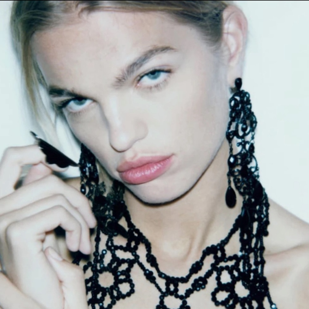 Black Jewel Chandelier Dangle Earrings